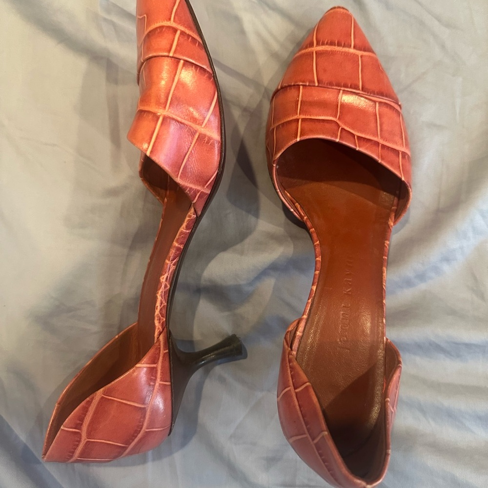 Jenni Kayne Red Croc Embossed D’Orsay Heels